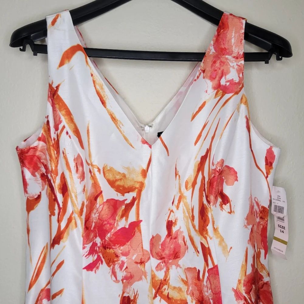 Tiana B. Floral Midi Dress - White and Orange - Picture 3 of 11